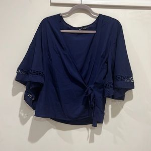 Shein Navy wrap shirt